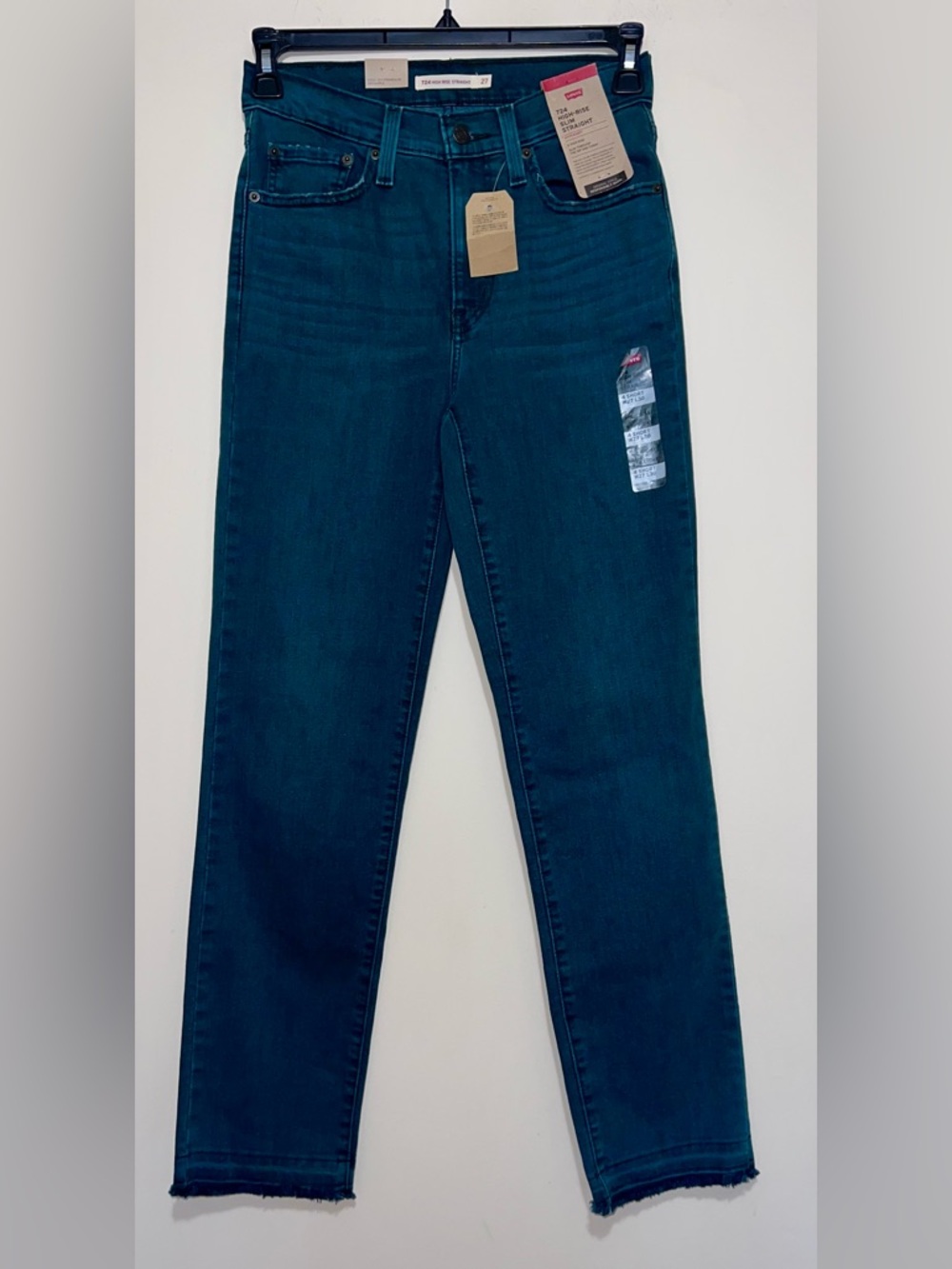 NWT Levi's 724 High Rise Slim Straight Hypersoft Dark Teal Women's Jeans Size 4S